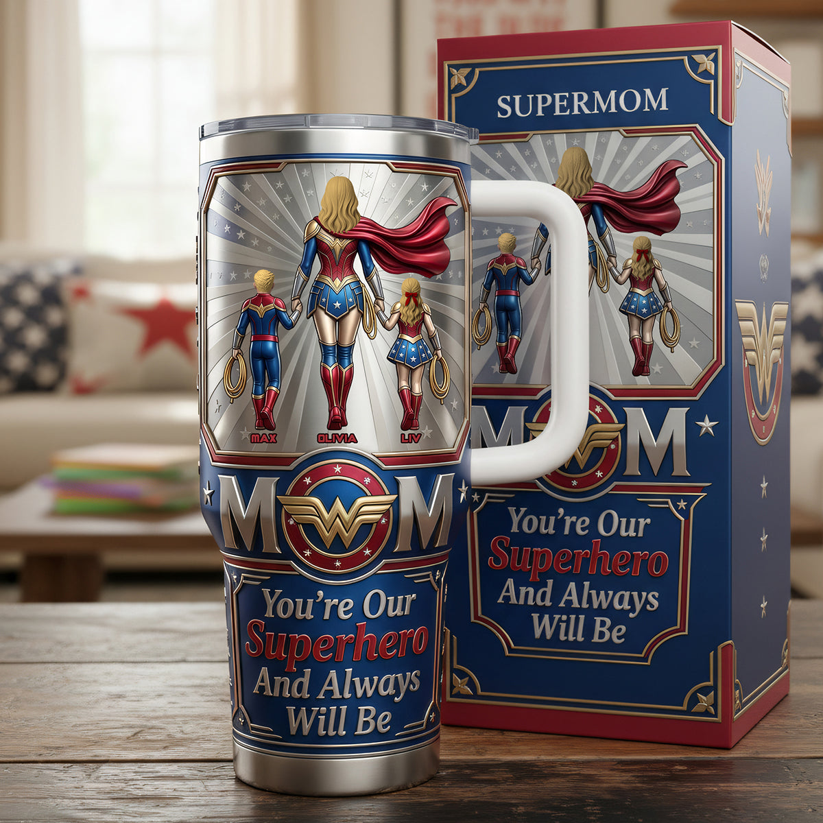 Personalized Superhero Mom Tumbler Custom Family Gift Tumbler GradoCreations