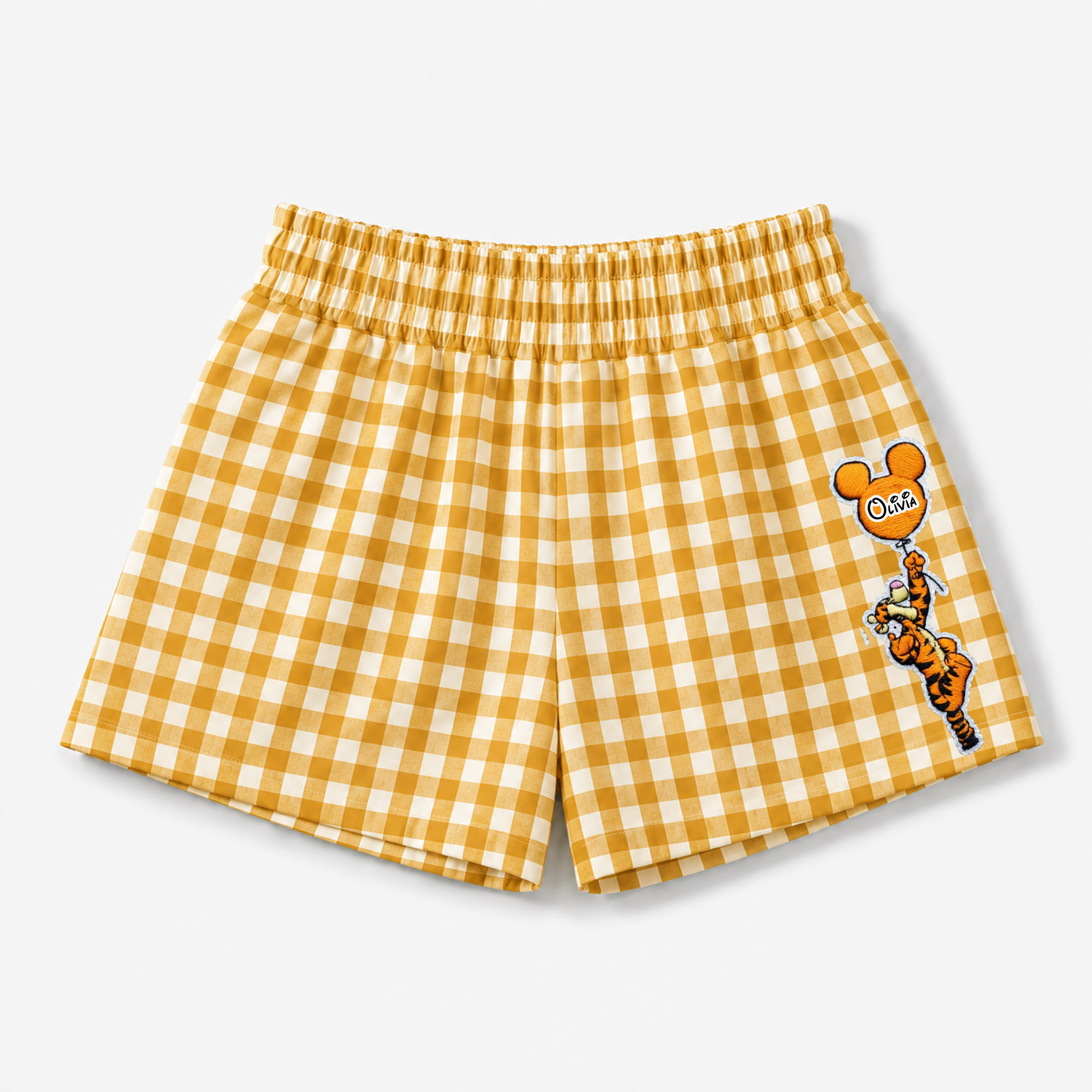 Personalized Gingham Shorts with Embroidery Gift for Her