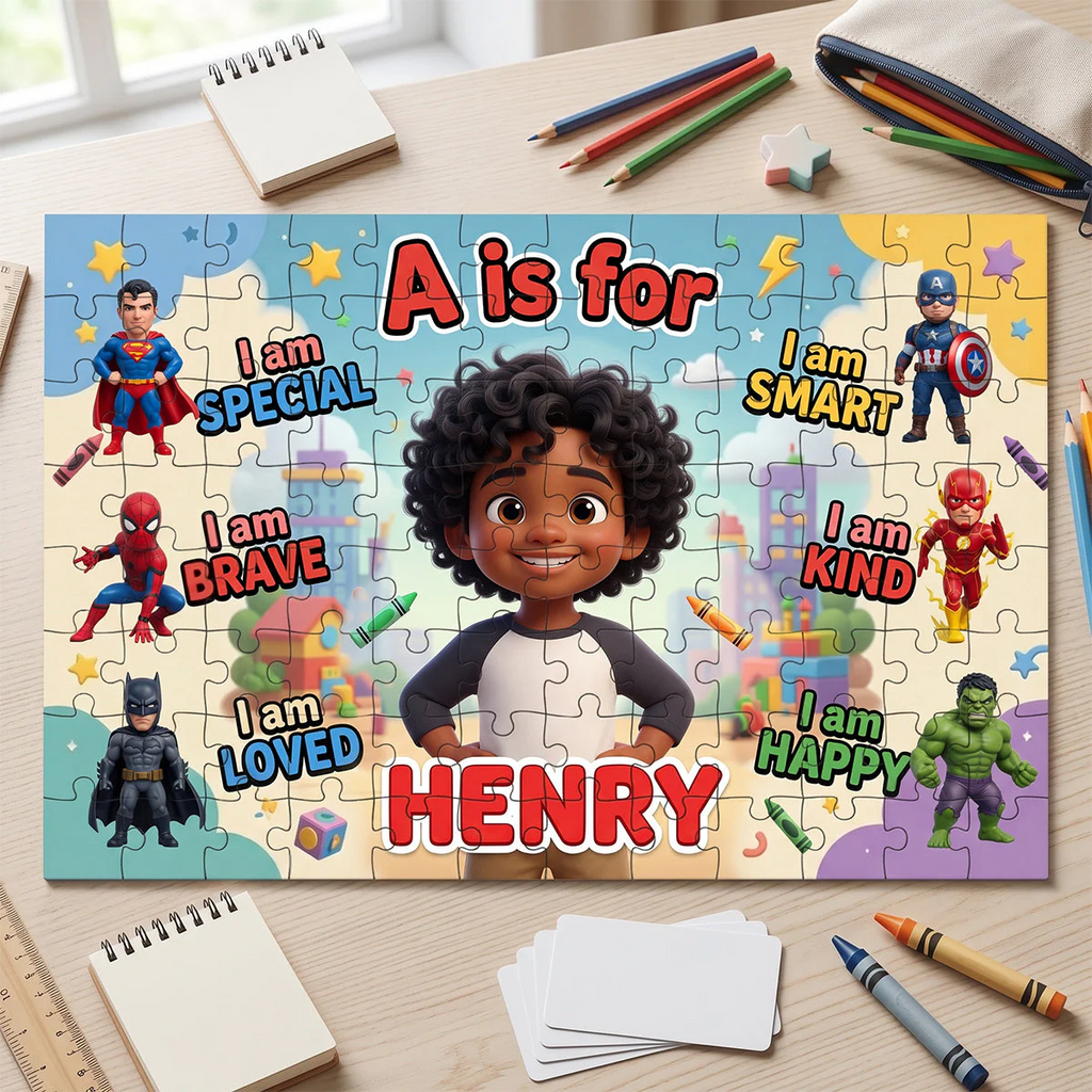 Personalized Kids Puzzle with Custom Photo and Name - Gift for Son