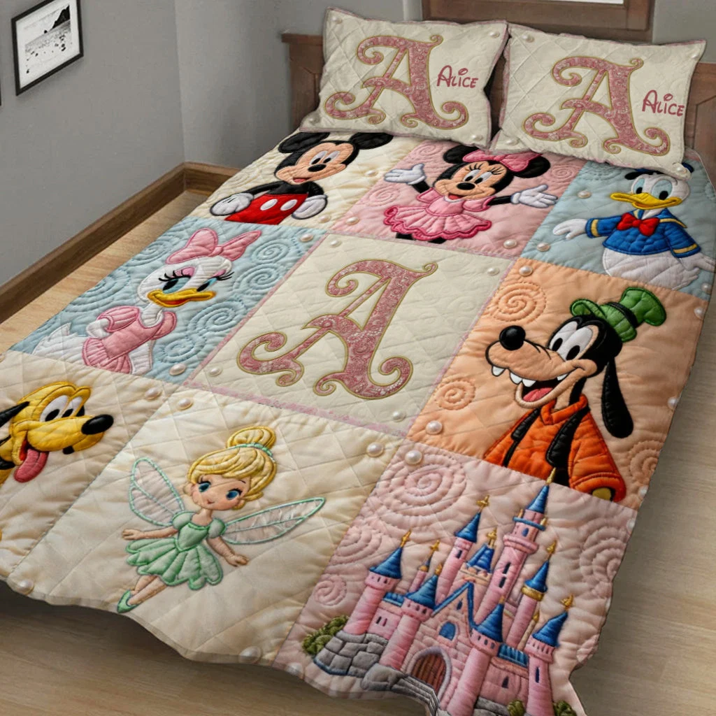 Personalized Quilt Bedding Set with Disney Characters for Daughter Quilted Bedding Set GradoCreations