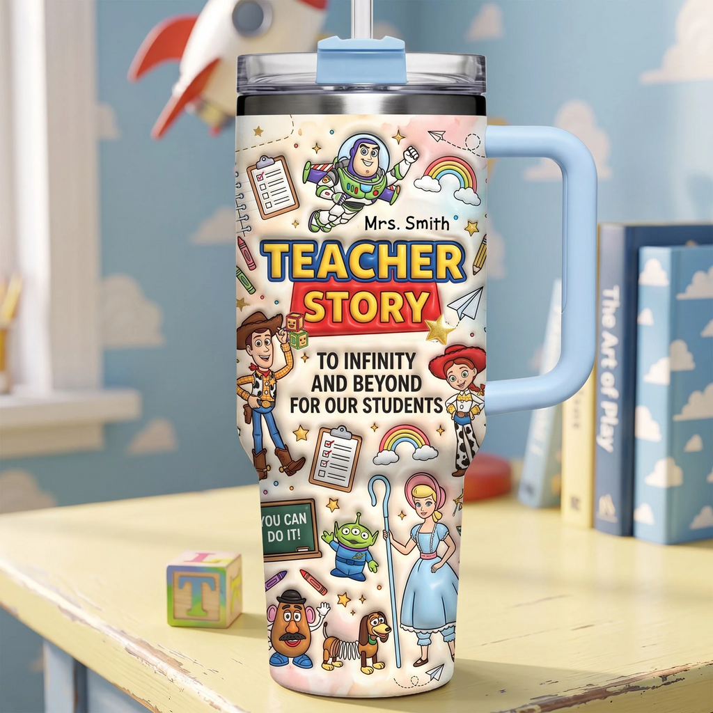 Personalized Teacher Story Tumbler with Handle Gift Idea Tumbler GradoCreations