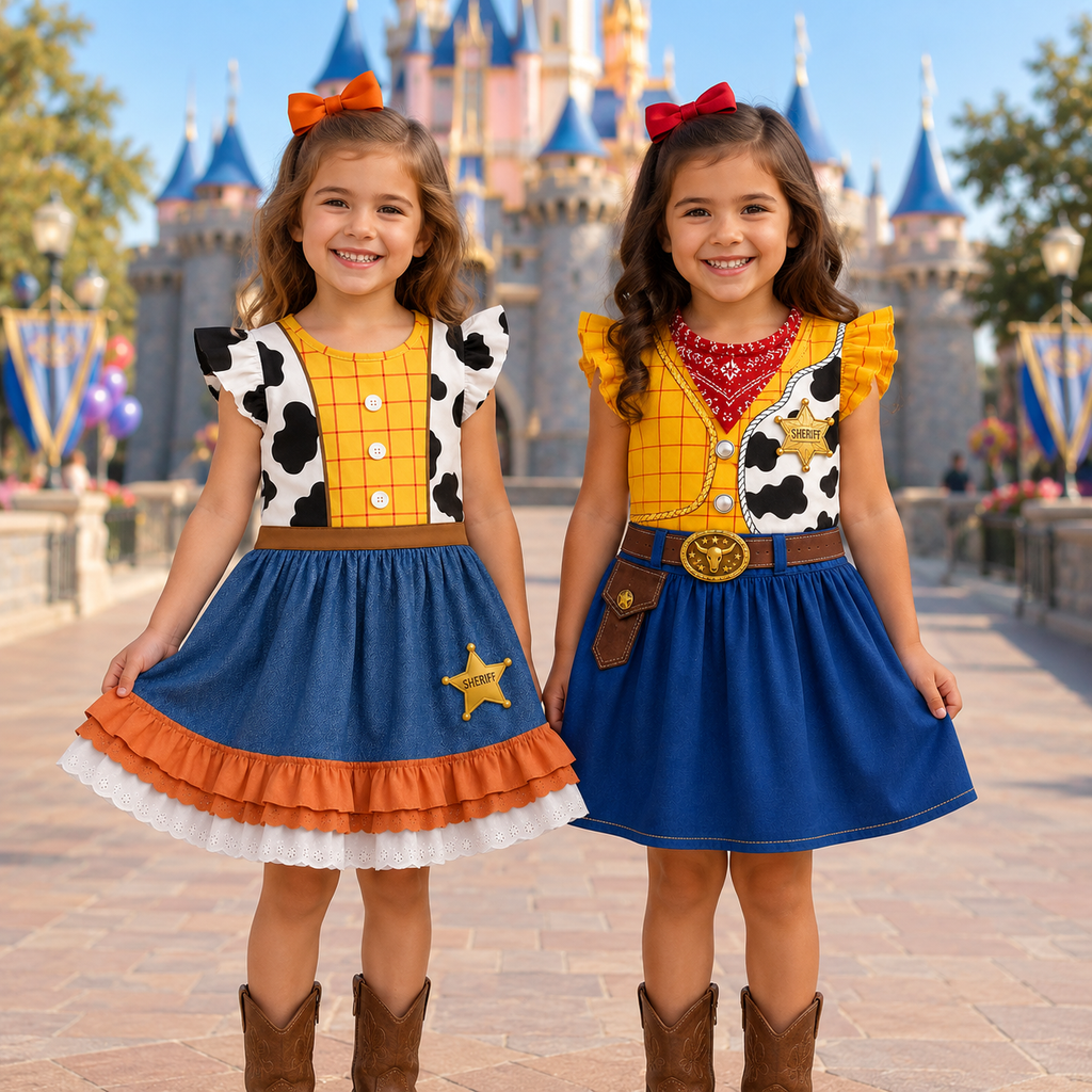 Personalized Kids Cowboy Theme Dress Woody Costume for Halloween Kid Dress GradoCreations
