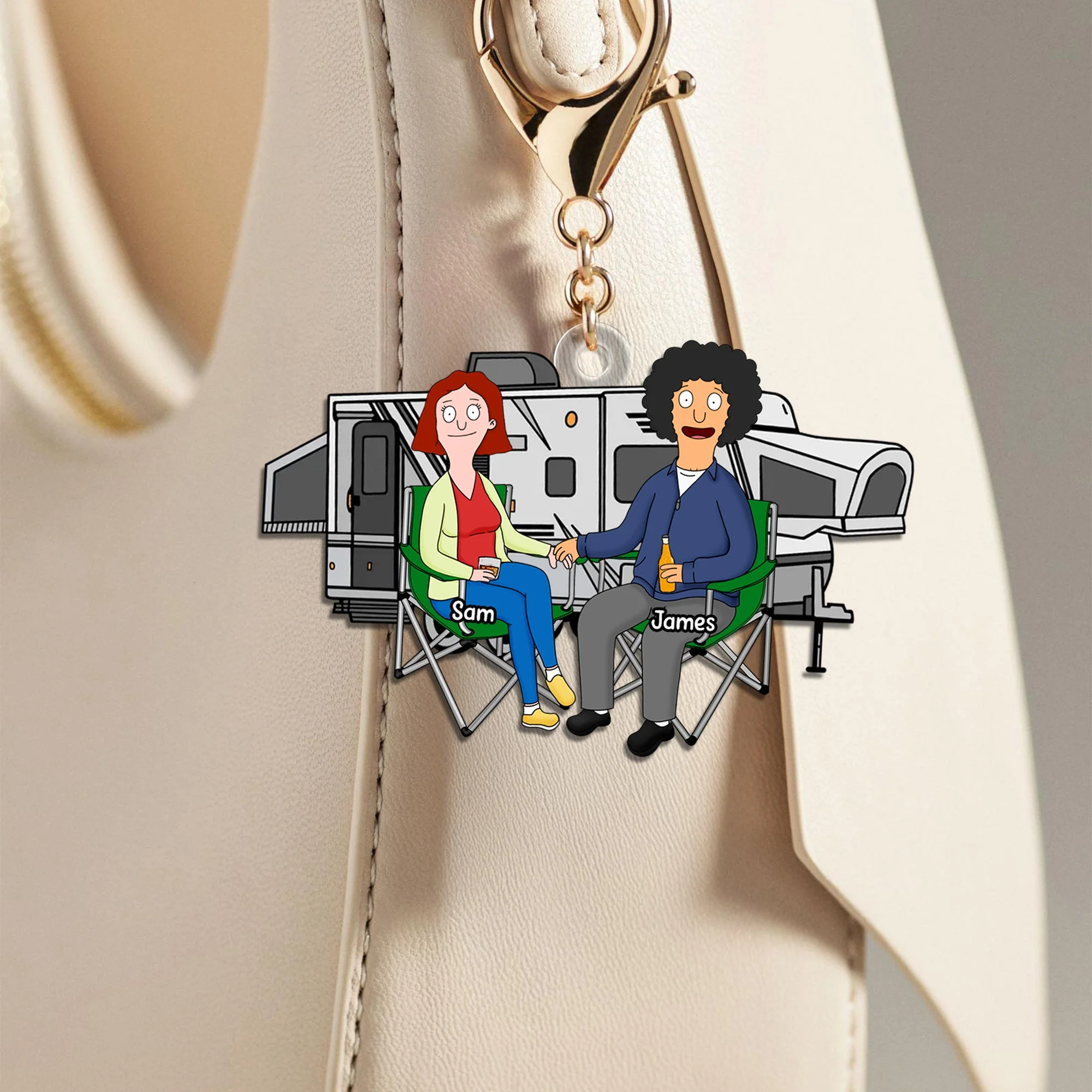 Personalized Camping Keychain Gift for Couples | Acrylic