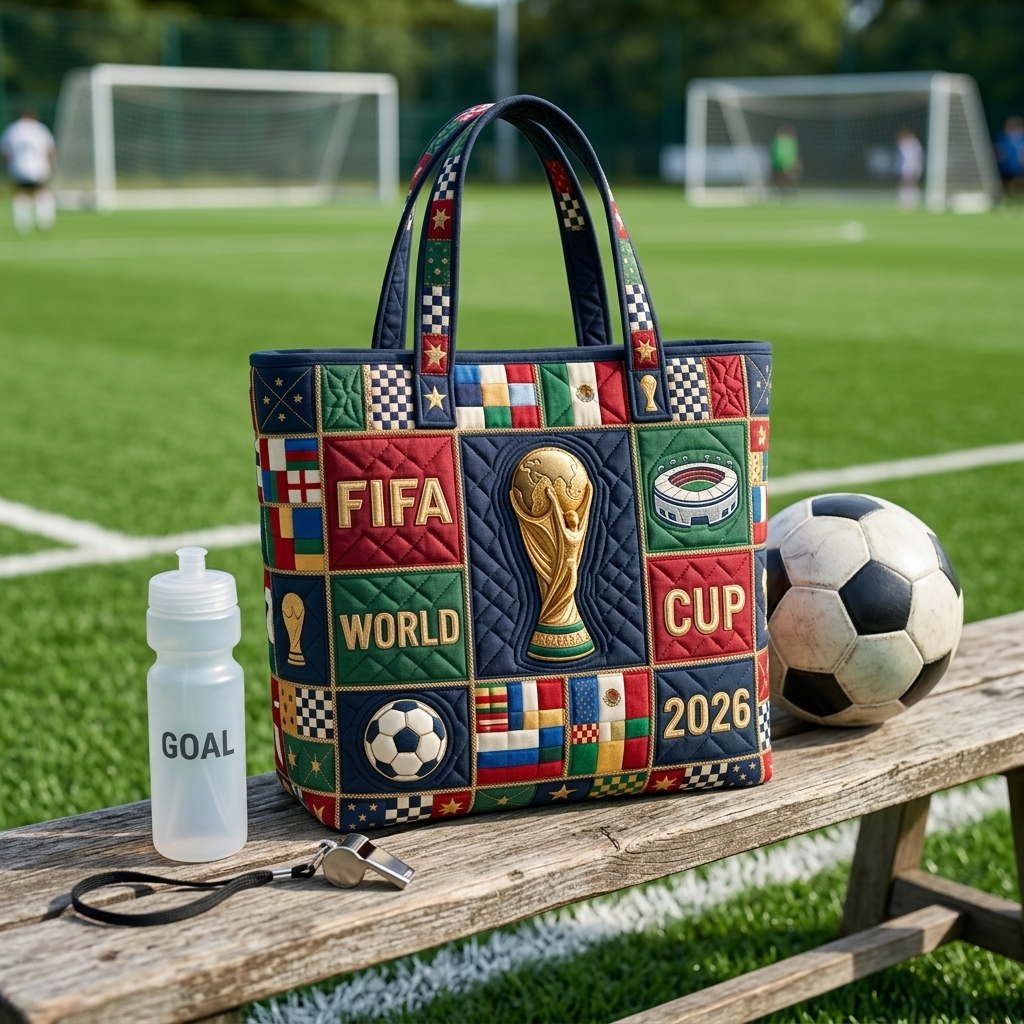 Quilted Tote Bag FIFA World Cup 2026 Gift for Soccer Fans