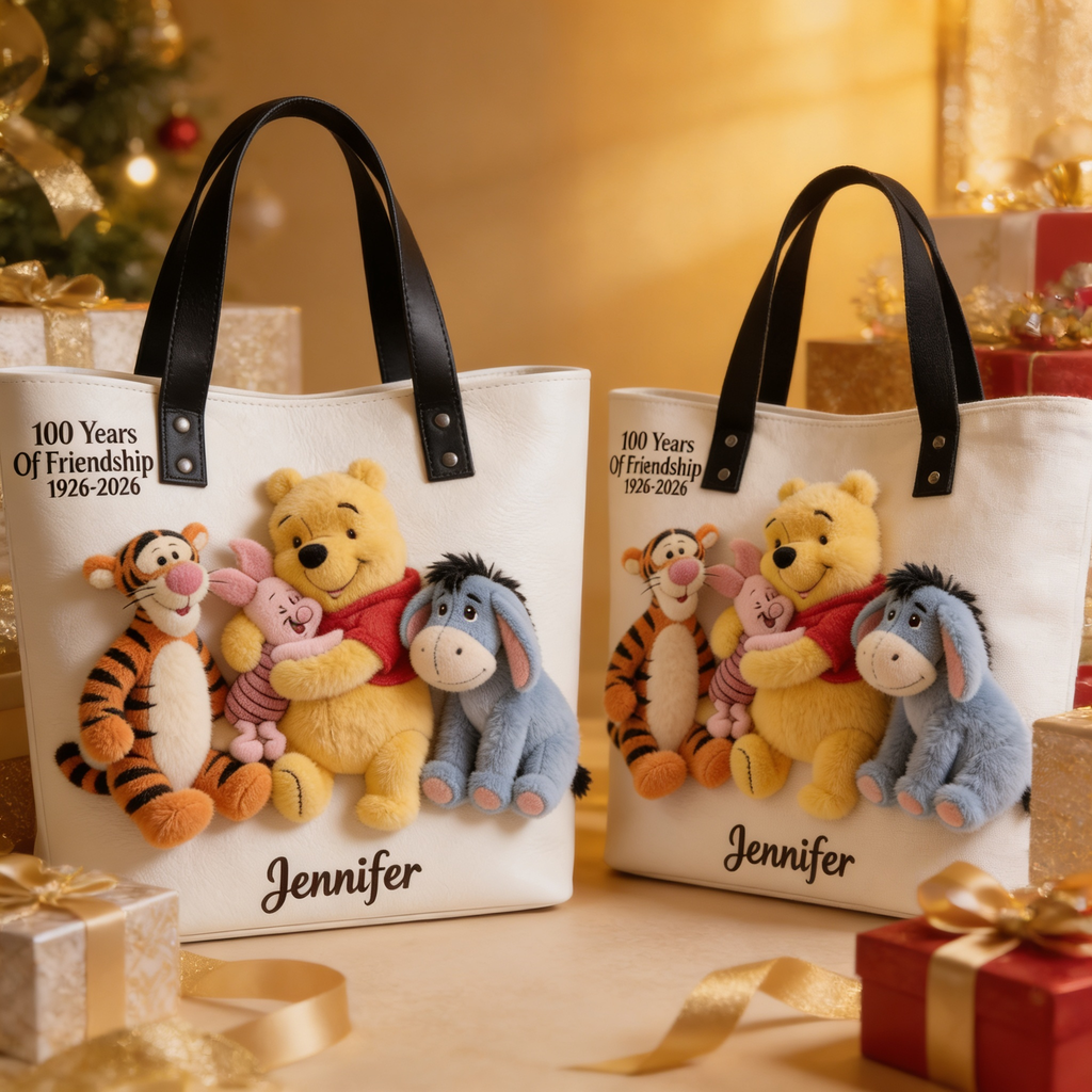 Personalized Winnie the Pooh Tote Bag Custom Name Gift for Movie Fans