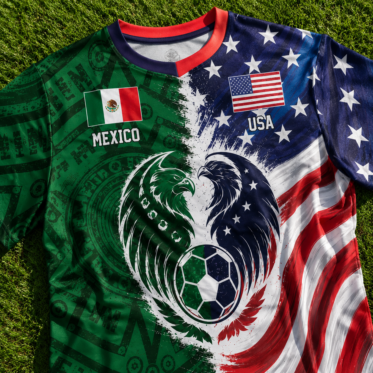Personalized Soccer Jersey Custom Name USA Mexico Flag Gift for Football Lovers