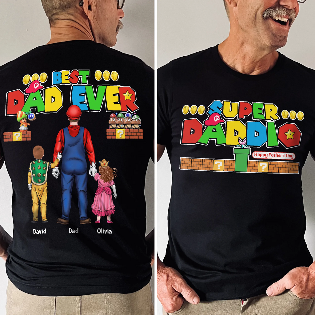 Personalized Mrio Gaming Best Dad Ever Shirt Gift for Dad Cotton Apparel GradoCreations