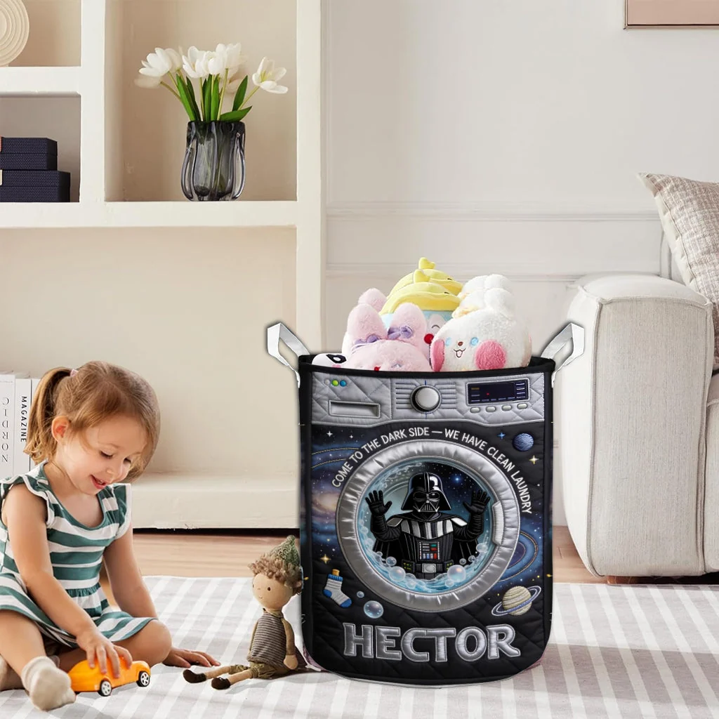 Personalized Quilted Laundry Basket Custom Name Gift for Dad Quilted Laundry Basket GradoCreations