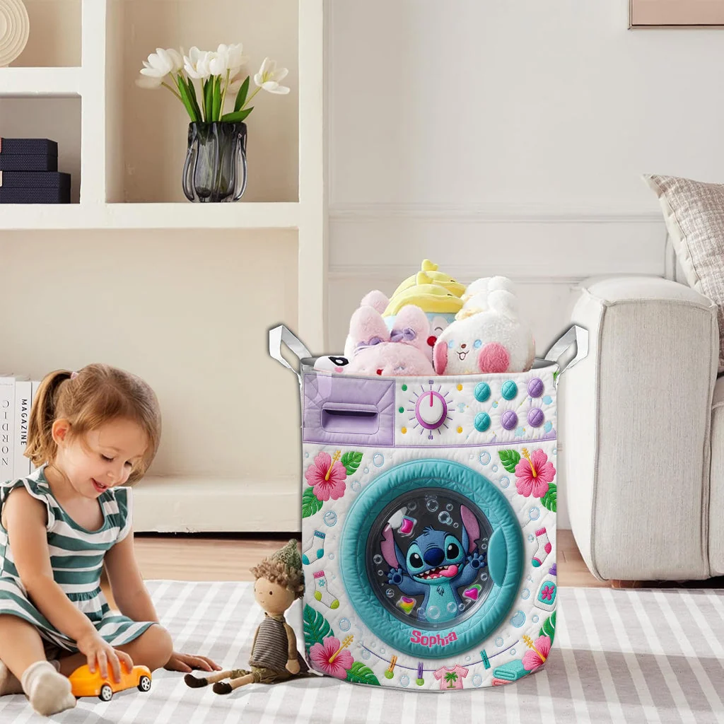Personalized Quilted Laundry Basket with Cartoon Design for Kids | GradoCreations Quilted Laundry Basket GradoCreations