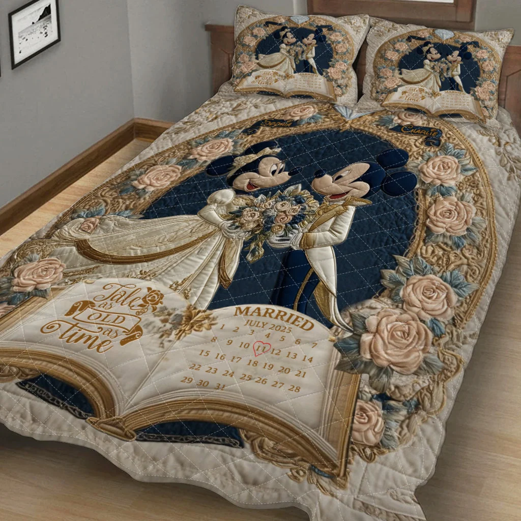 Personalized Fairy Tale Quilt Bedding Set for Couples Gift Quilted Bedding Set GradoCreations
