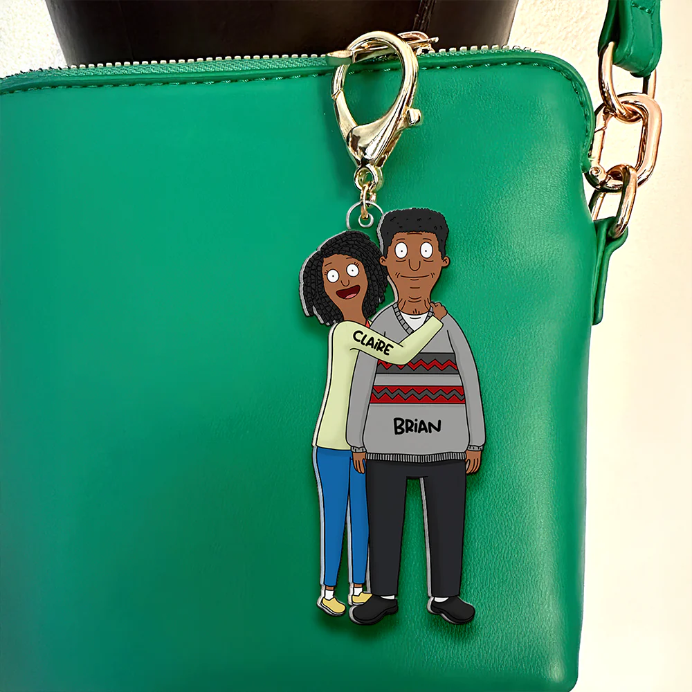 Personalized Funny Burger Couple Keychain Gift for Anniversary