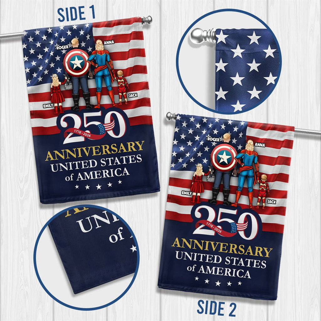 Personalized 250th Anniversary USA Flag Family Gift - Patriotic Decor Flag GradoCreations