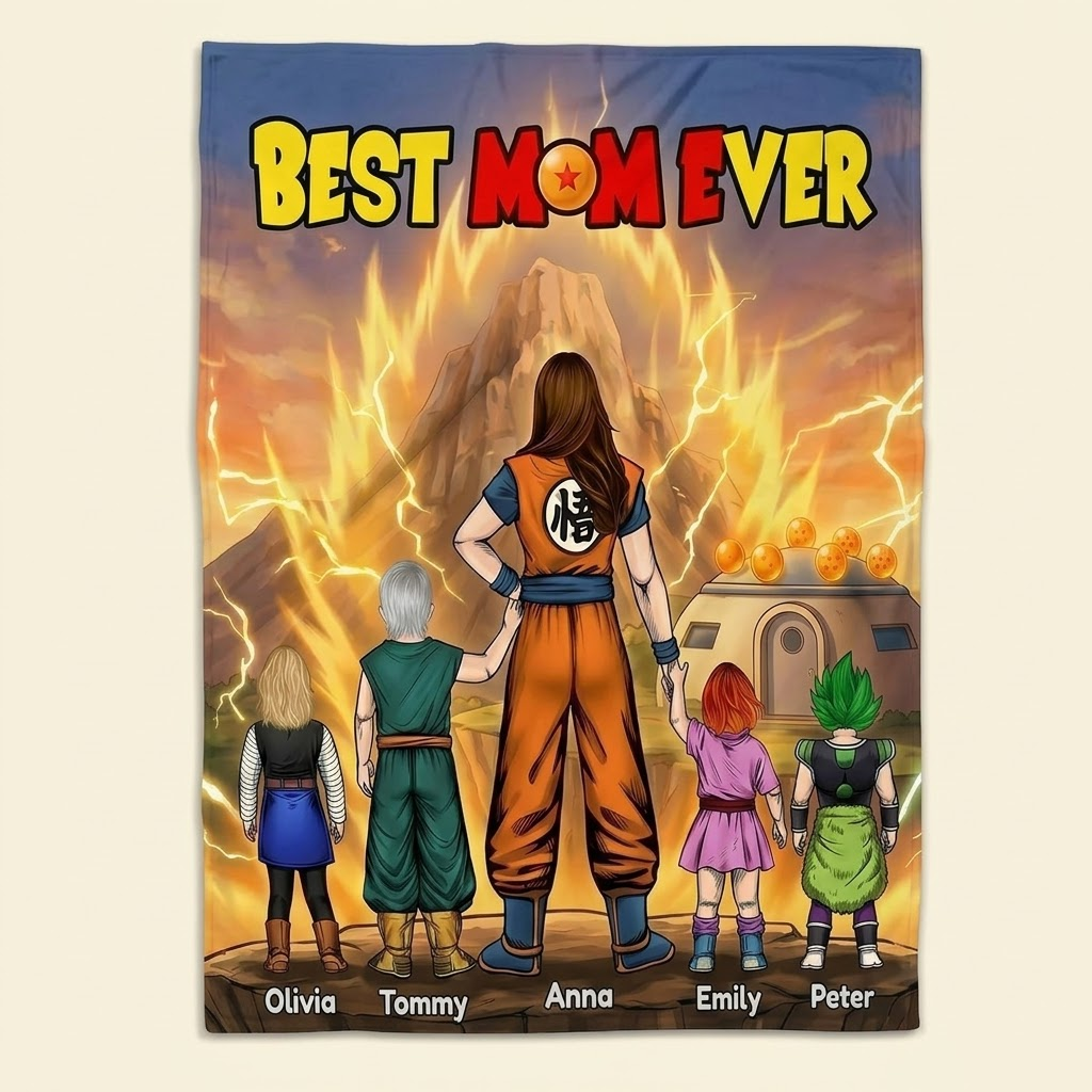 Personalized Dragonball Blanket Best Mom Ever Gift for Mom