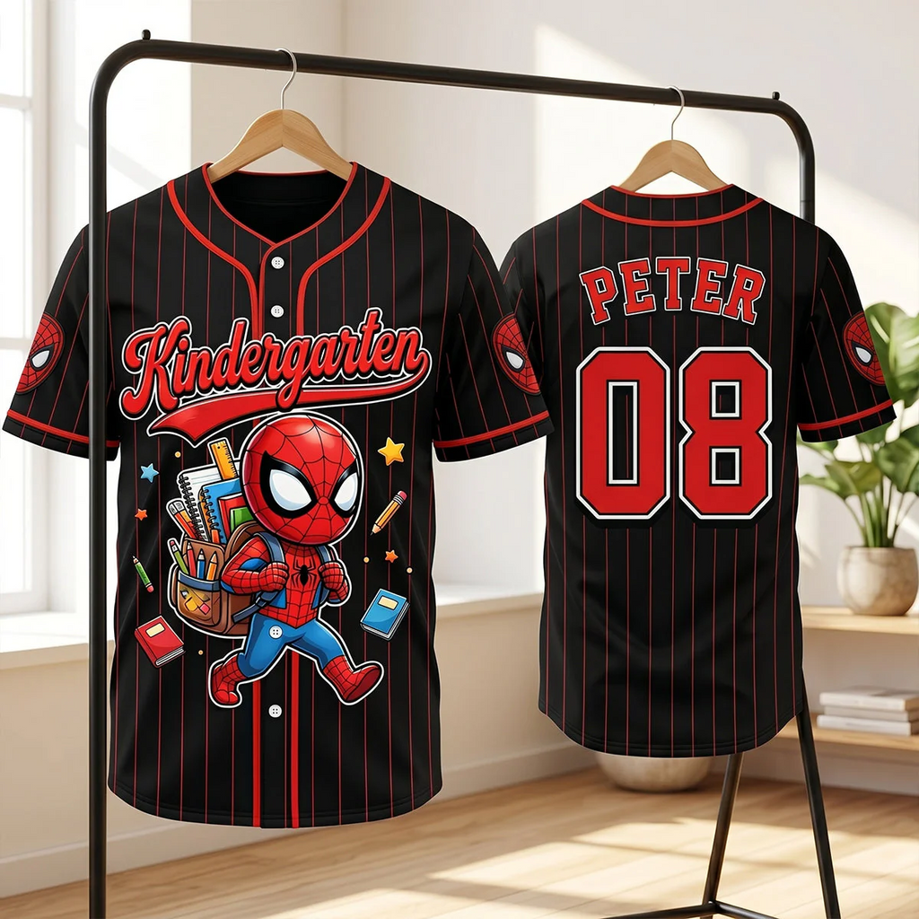 Personalized Spider-Man Baseball Jersey Custom Grade Gift for Kids Kid Baseball Jersey GradoCreations