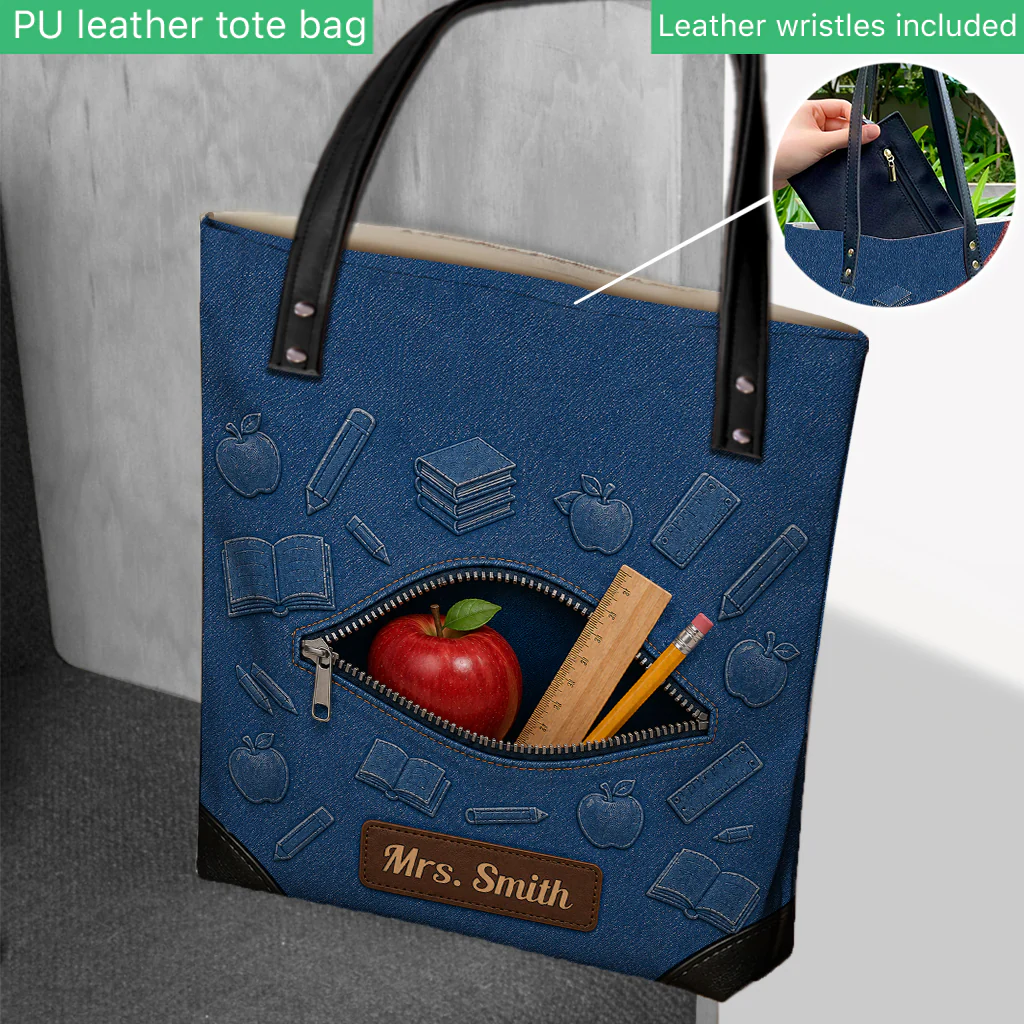 Personalized Teacher Tote Bag Custom Gift for Educators