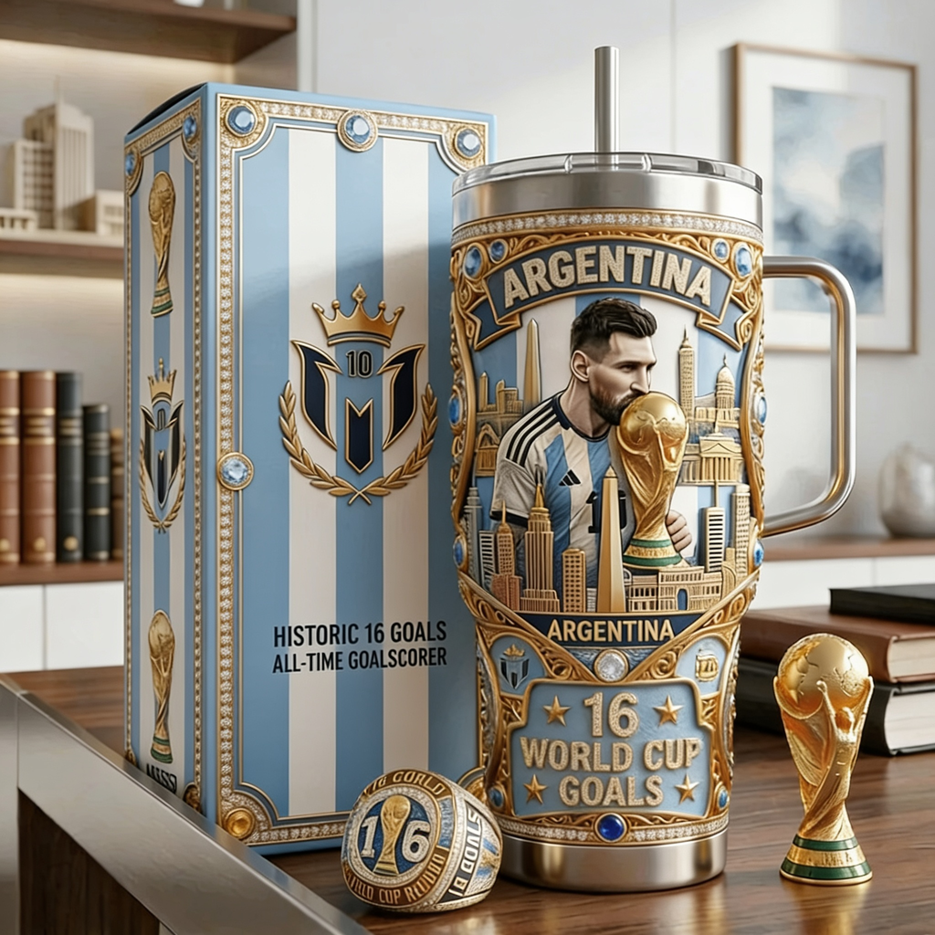 Personalized Argentina World Cup Goals Tumbler Custom Name Gift for Football Lovers