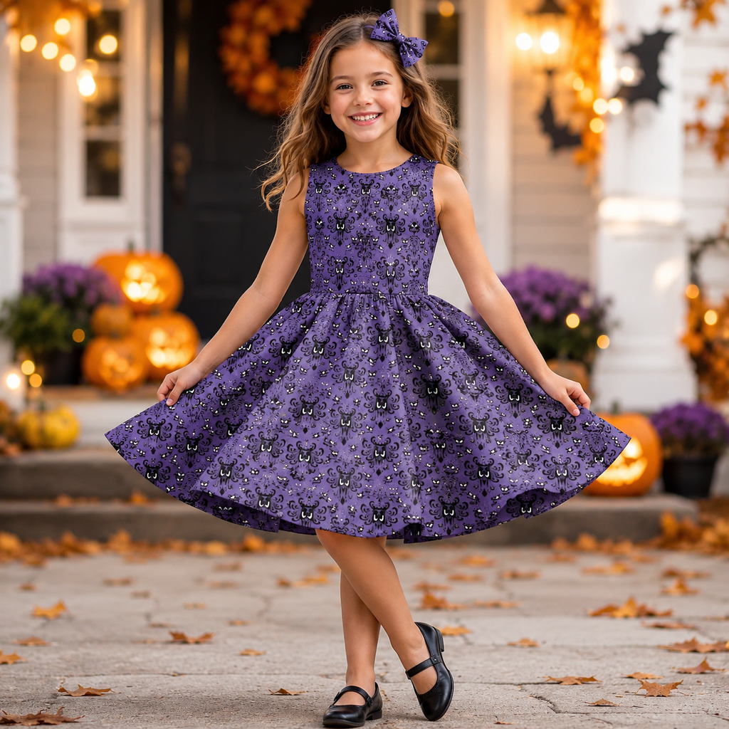 Personalized Gothic Haunted House Dress for Kids - Halloween Costume Kid Dress GradoCreations