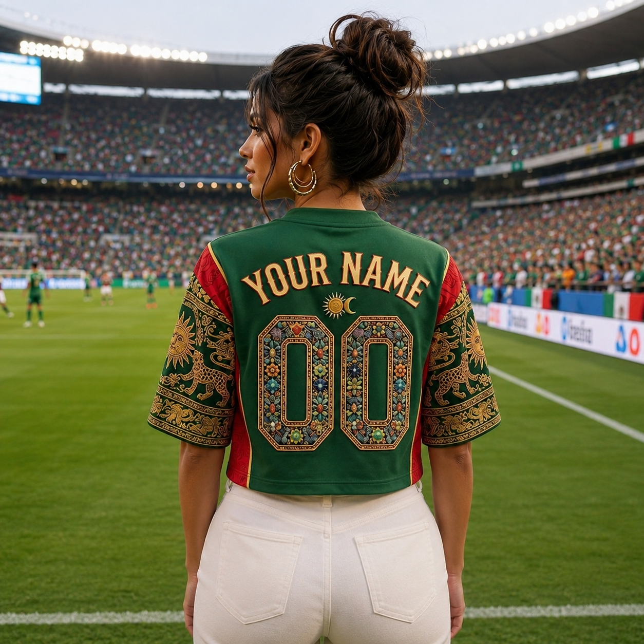 Personalized Mexico Soccer Jersey Crop Tee for Fans | Custom Gift