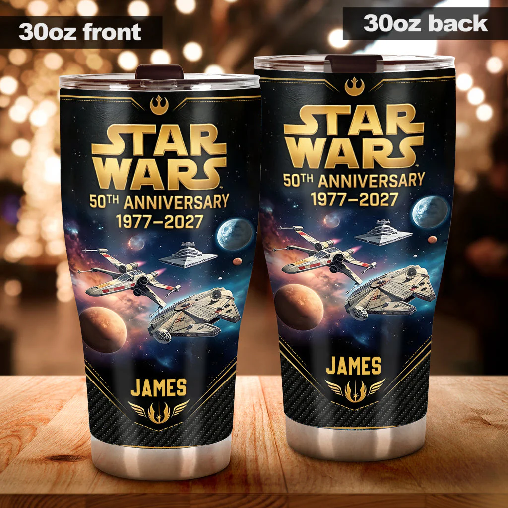 Personalized Star Wars 50th Anniversary Tumbler Custom Name Gift