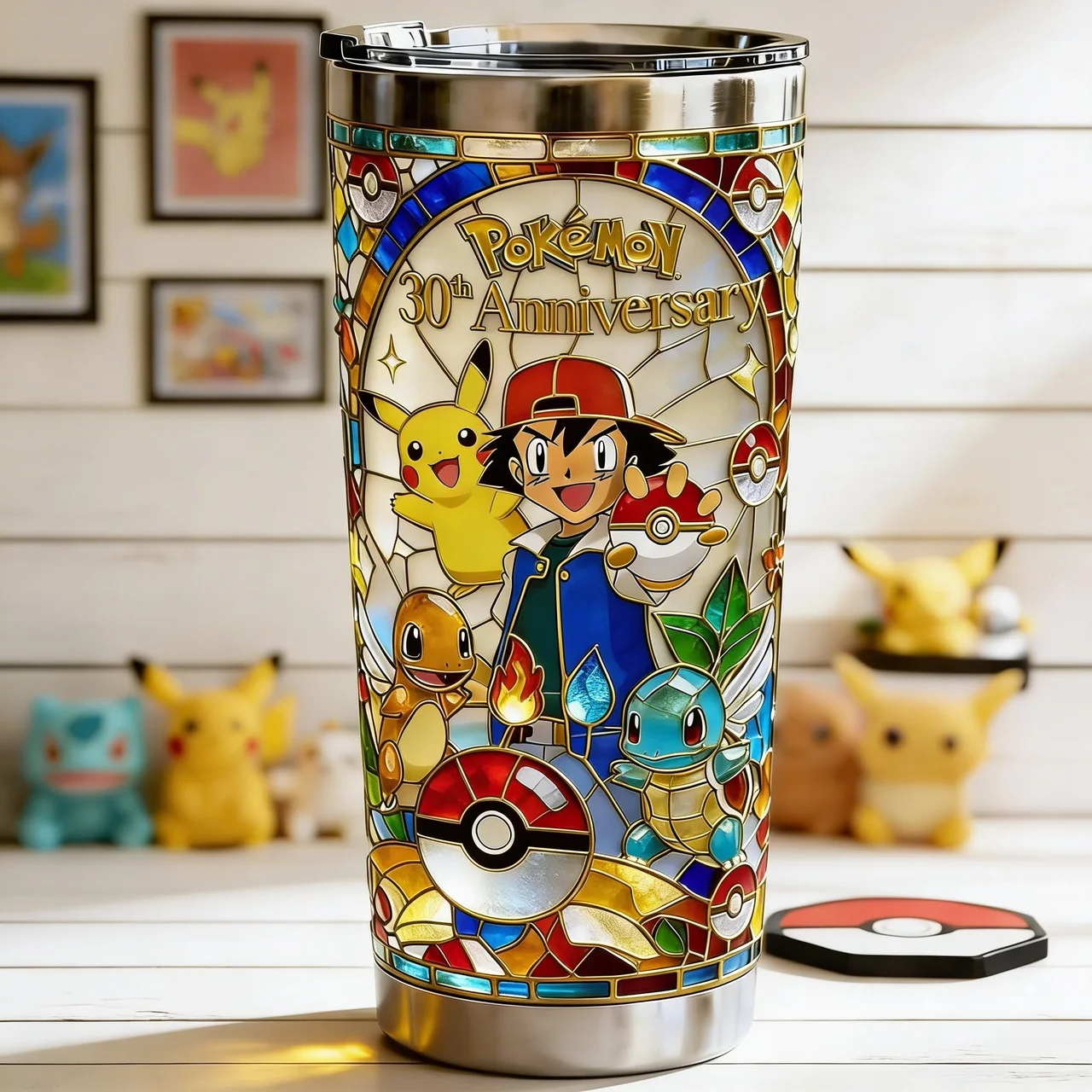 Personalized Pokémon 30th Anniversary Tumbler Custom Gift for Movie Fans
