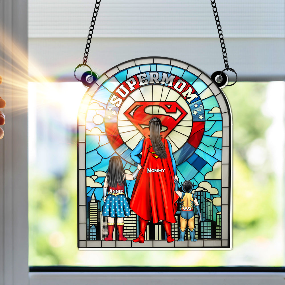 Personalized Supermom Window Hanging Suncatcher Gift for Mom