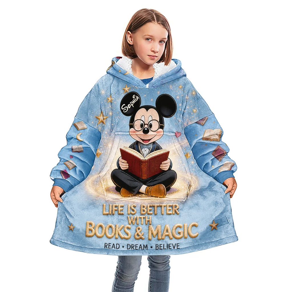 Personalized Books & Magic Hoodie Custom Name Gift for Kids Blanket Hoodie GradoCreations
