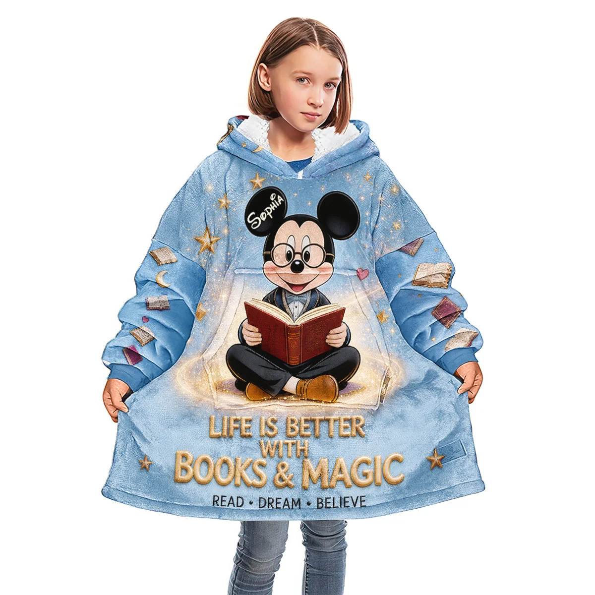 Personalized Books & Magic Hoodie Custom Name Gift for Kids Blanket Hoodie GradoCreations