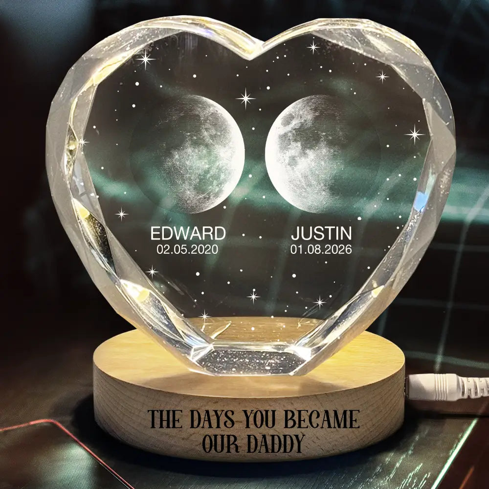 Personalized Crystal Heart Globe Lamp for Dad - Custom Engraved Gift
