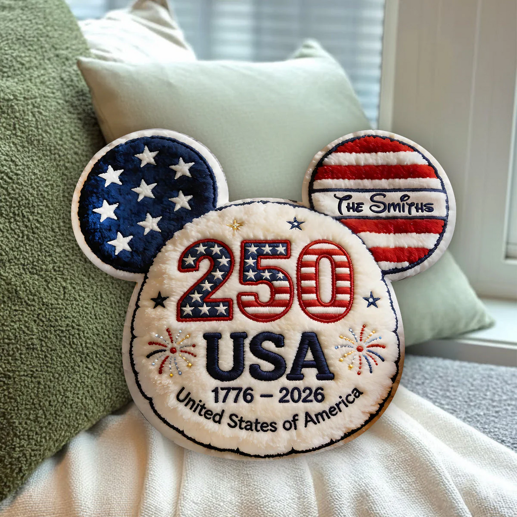 Personalized USA Shaped Pillow Custom Family Gift for Independence Day