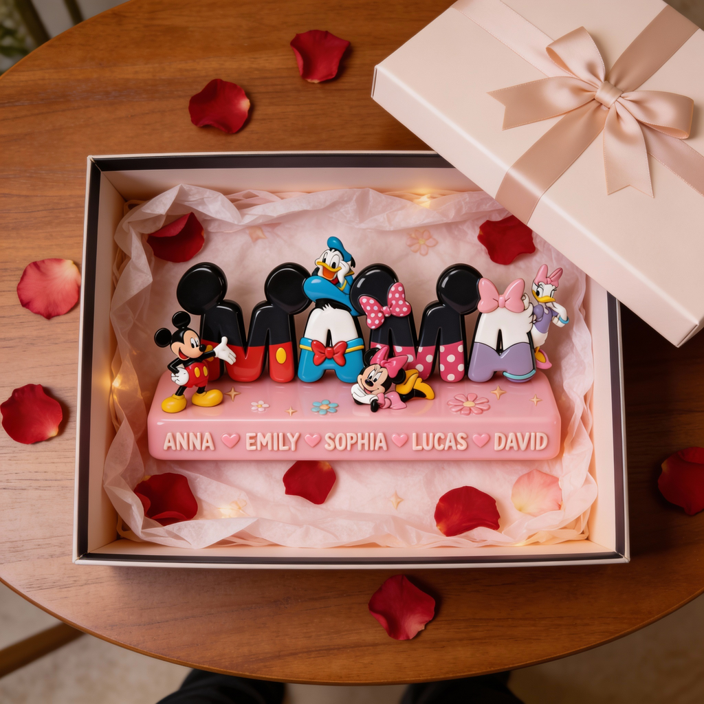 Personalized Acrylic Plaque Magic Mouse Gift for Mom with Kids’ Names