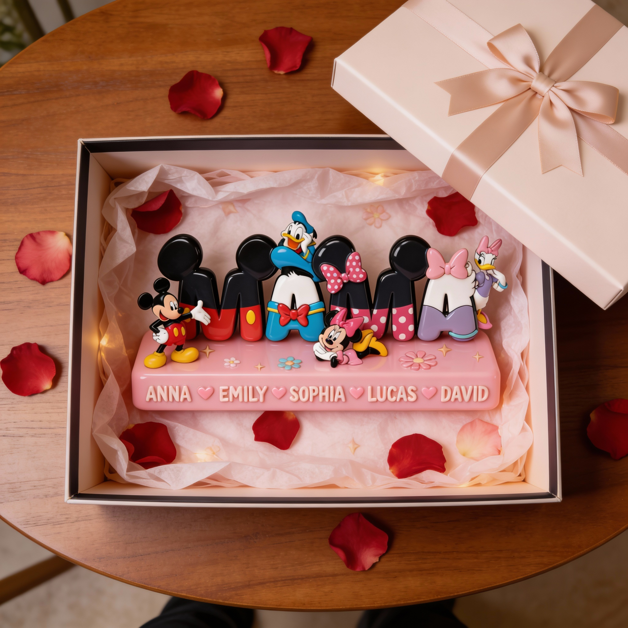 Personalized Acrylic Plaque Magic Mouse Gift for Mom with Kids’ Names