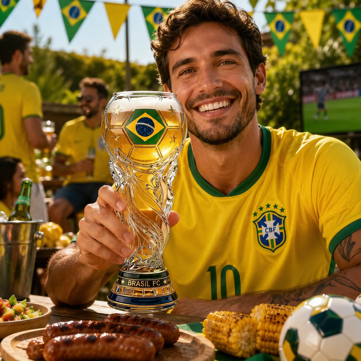 Personalized Trophy Beer Glass for Football Fans | Brazil World Cup Gift