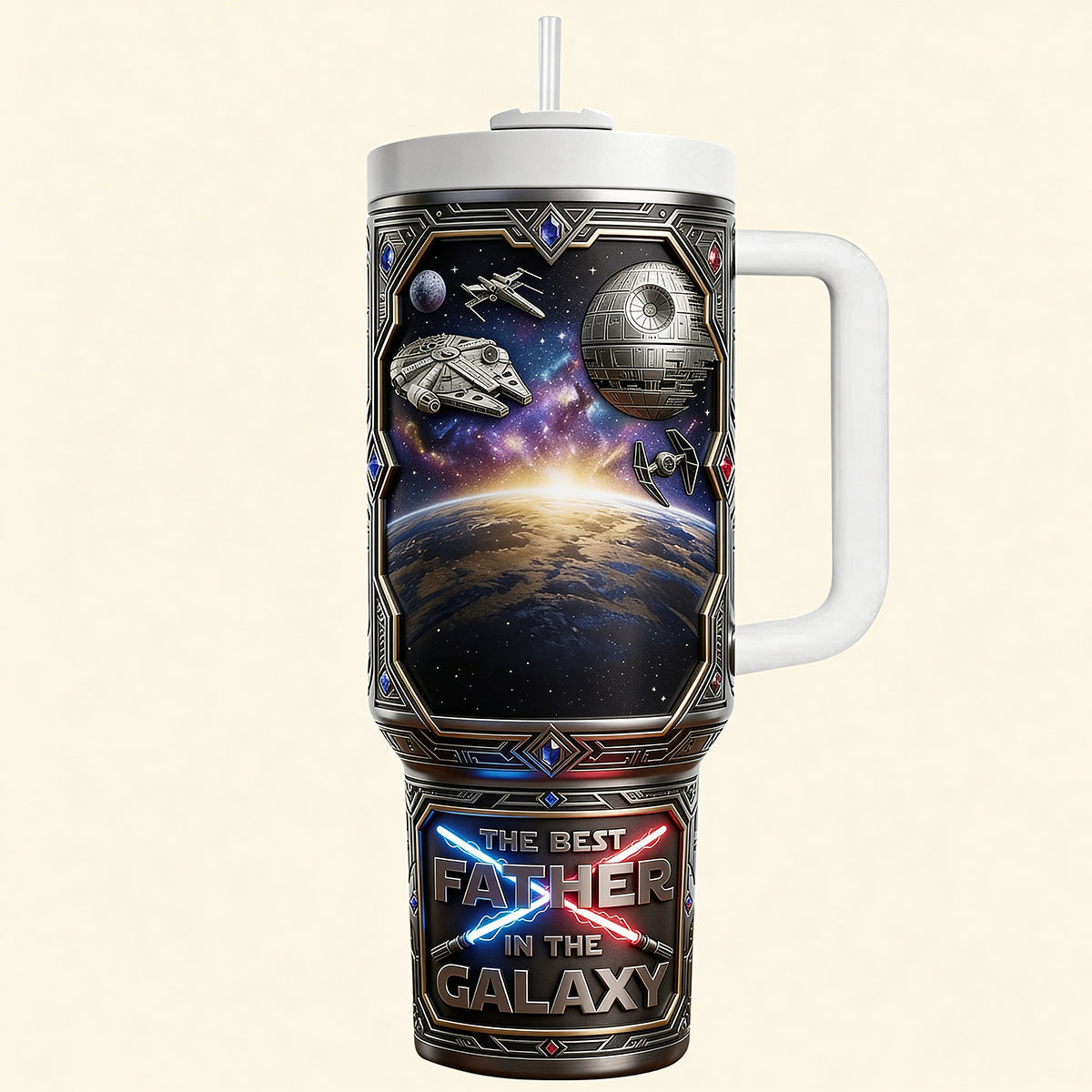 Personalized Tumbler Cup for Dad - Best Father in the Galaxy Gift
