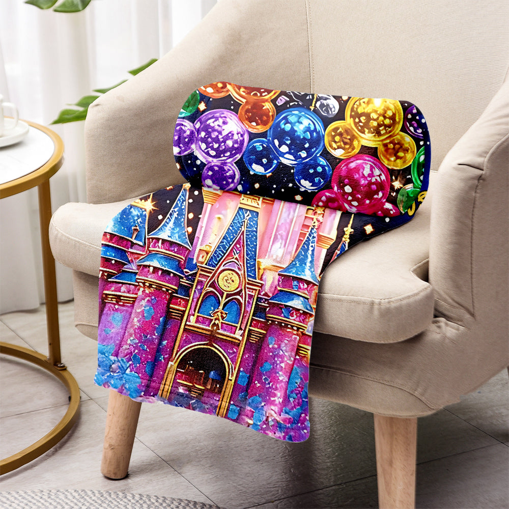 Personalized Disney Castle Blanket Custom Name Gift for Fans