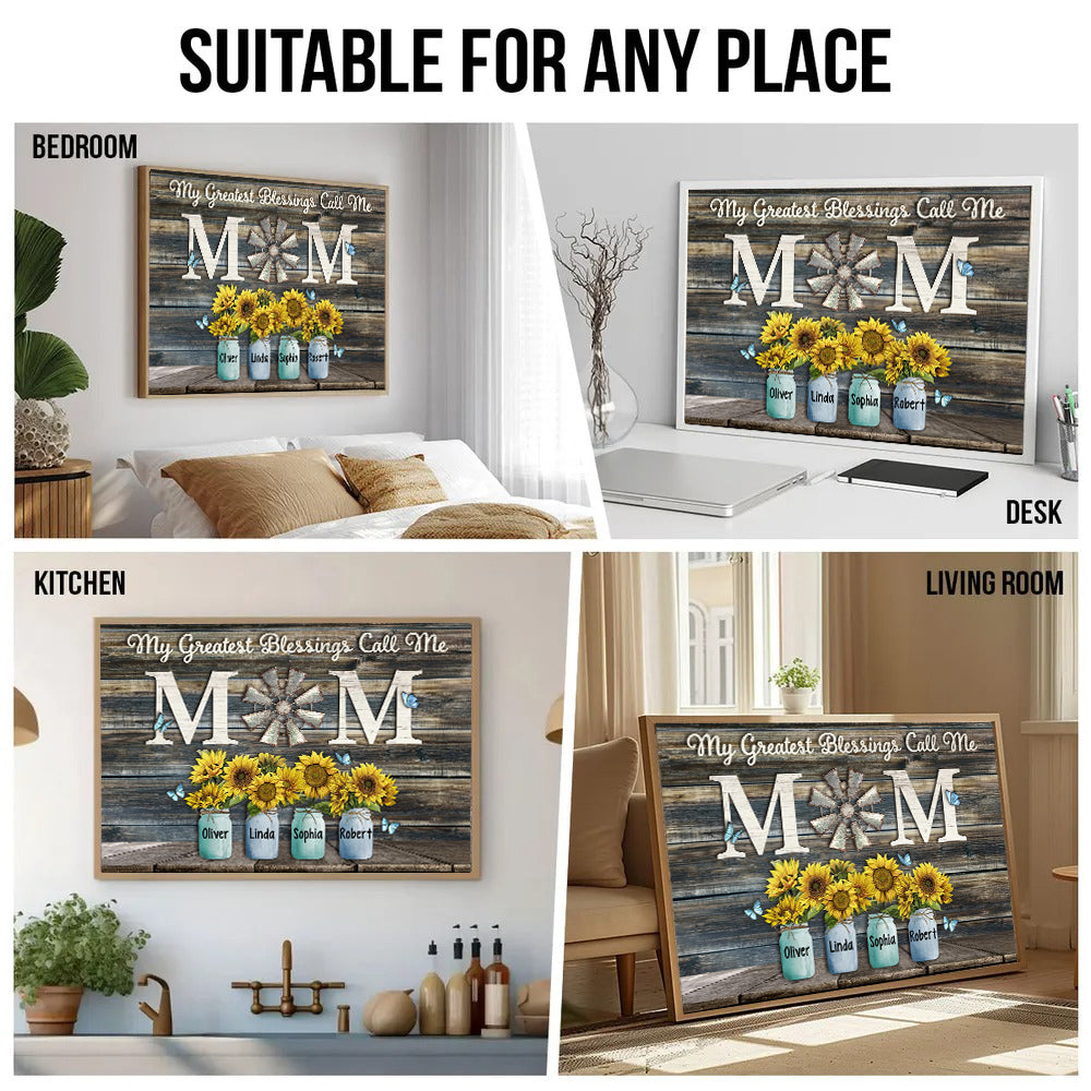 Personalized Canvas Print My Greatest Blessings Call Me Mom Gift for Mother's Day