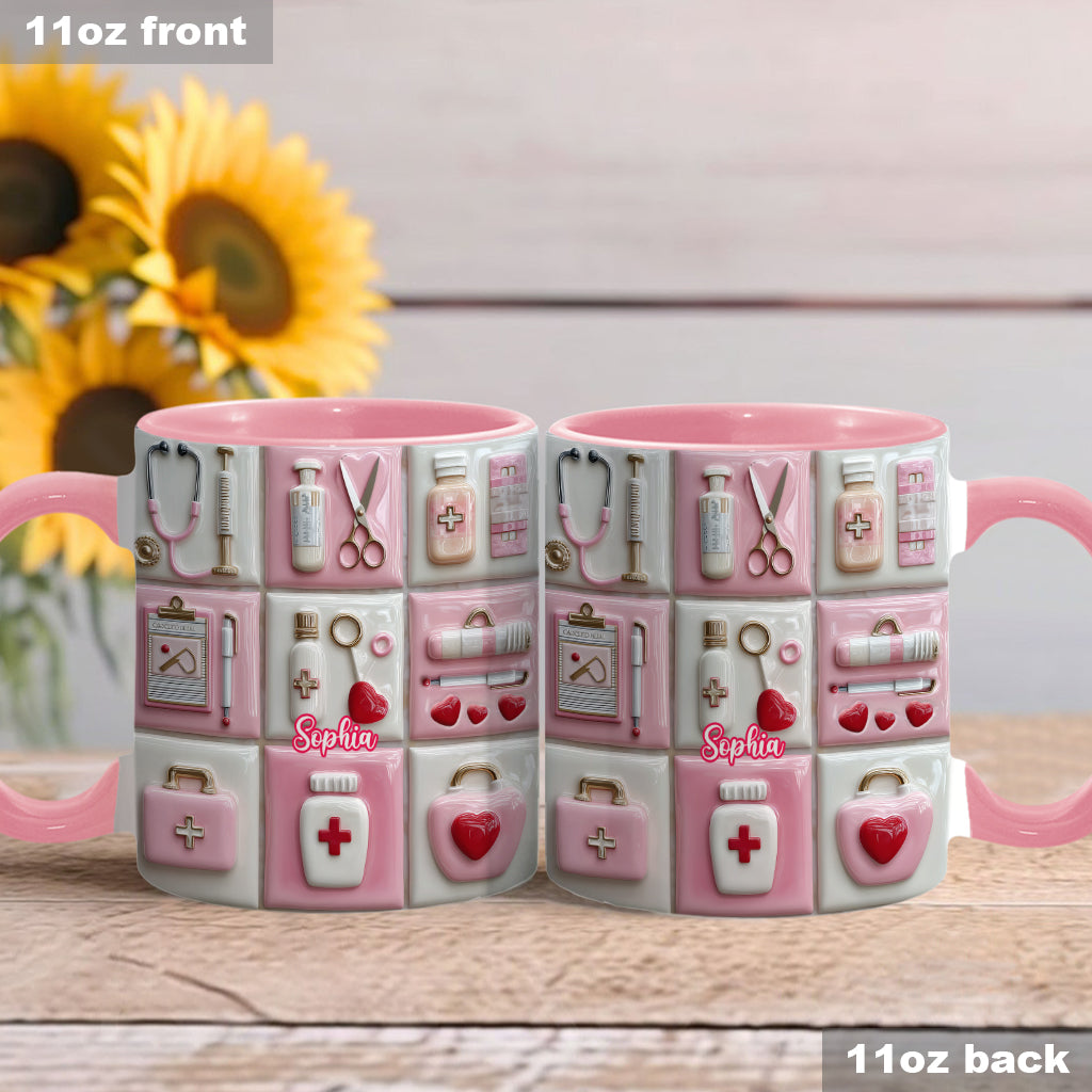 Personalized Nurse Life Accent Mug Gift for Her - Custom Name