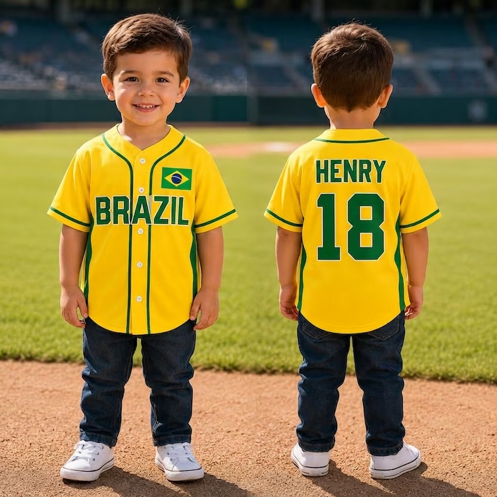 Personalized Brazil Soccer Jersey Custom Name for Adults & Kids - Gift for Soccer Fans