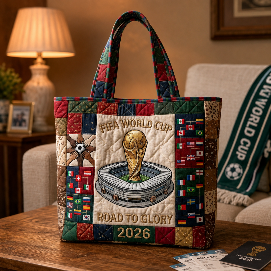 Quilted Tote Bag FIFA World Cup 2026 Road to Glory Gift for Soccer Fans