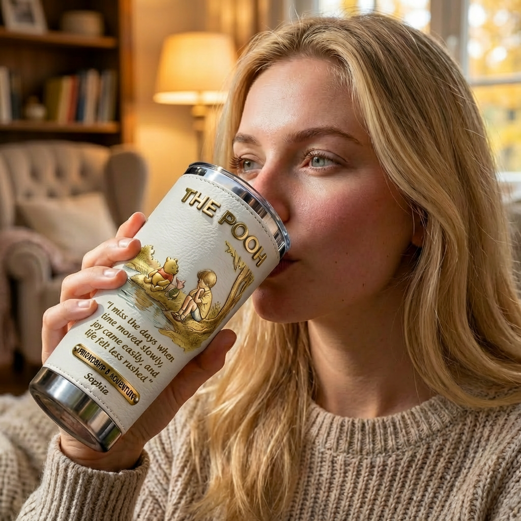Personalized Pooh Anniversary Tumbler Custom Name Gift for Movie Fans