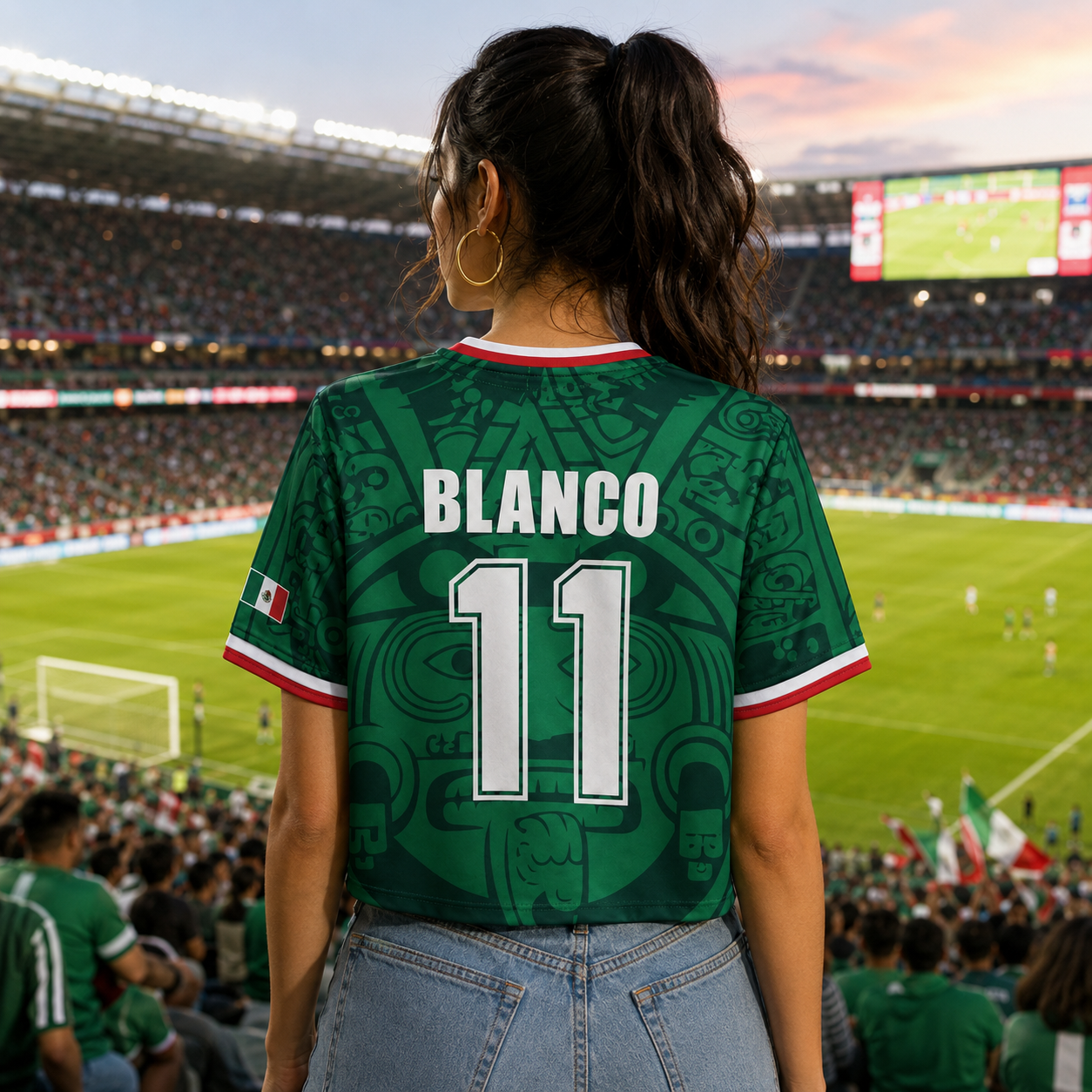 Personalized Mexico Soccer Jersey Crop Tee Custom Name Gift for Football Fans