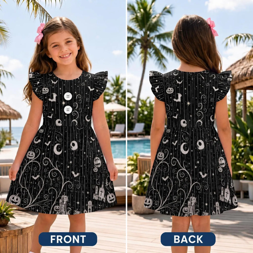 Personalized Jack Skellington Costume Dress for Kids - Halloween Gift Kid Dress GradoCreations