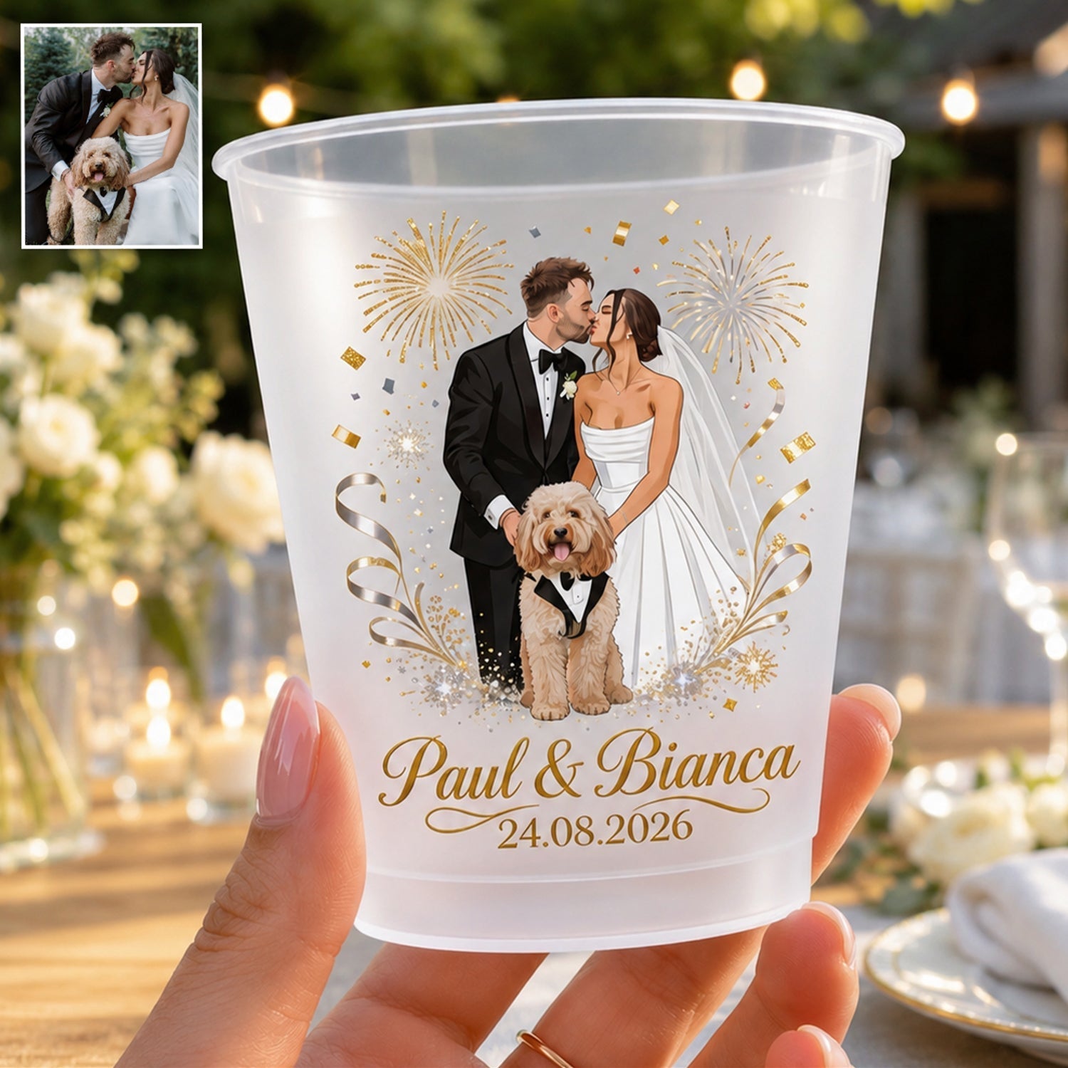 Personalized Frosted Cup Custom Names Wedding Anniversary Gift