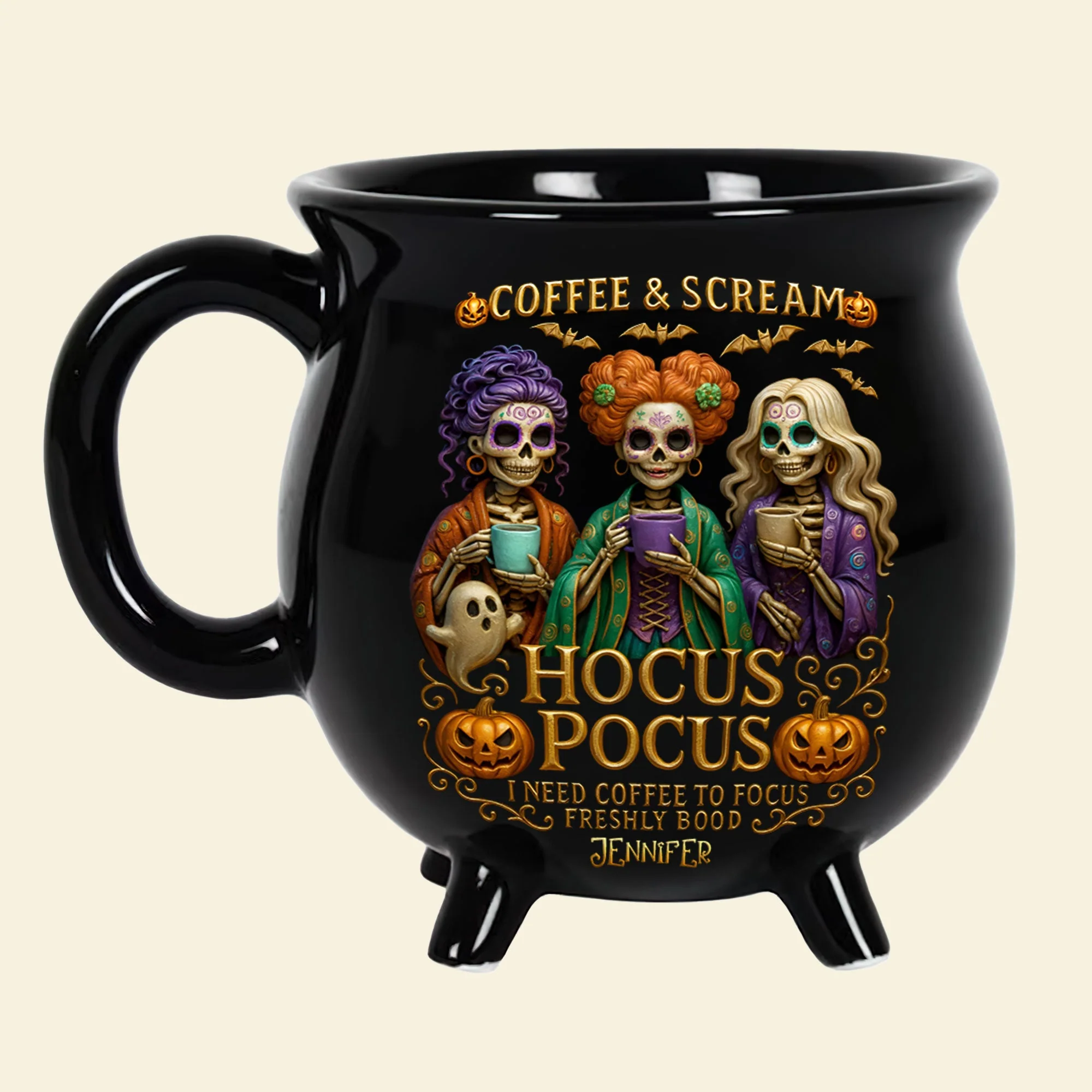 Personalized Cauldron Coffee Mug Unique Halloween Gift Cauldron Coffee Mug GradoCreations