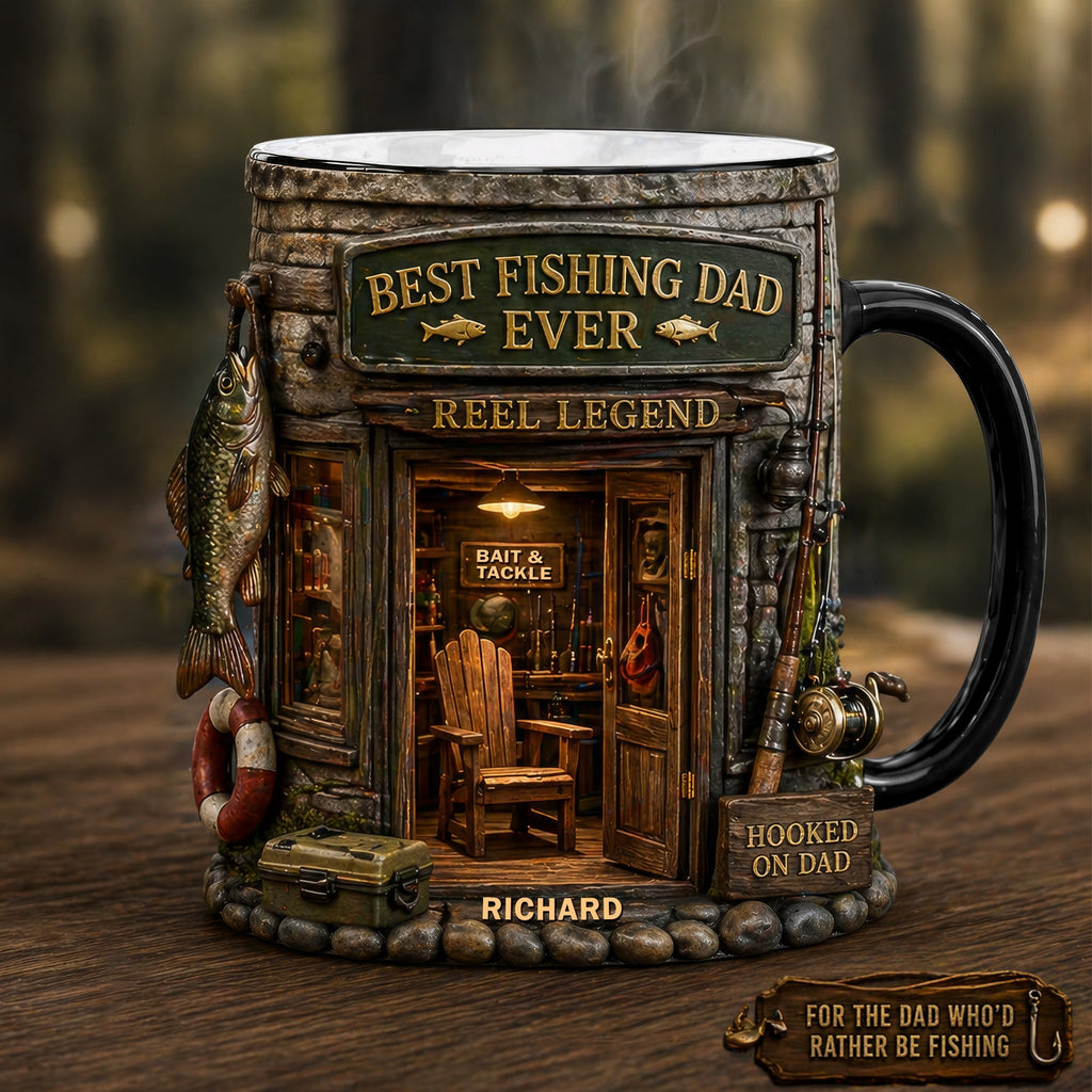 Personalized Color Changing Fishing Mug Gift for Dad
