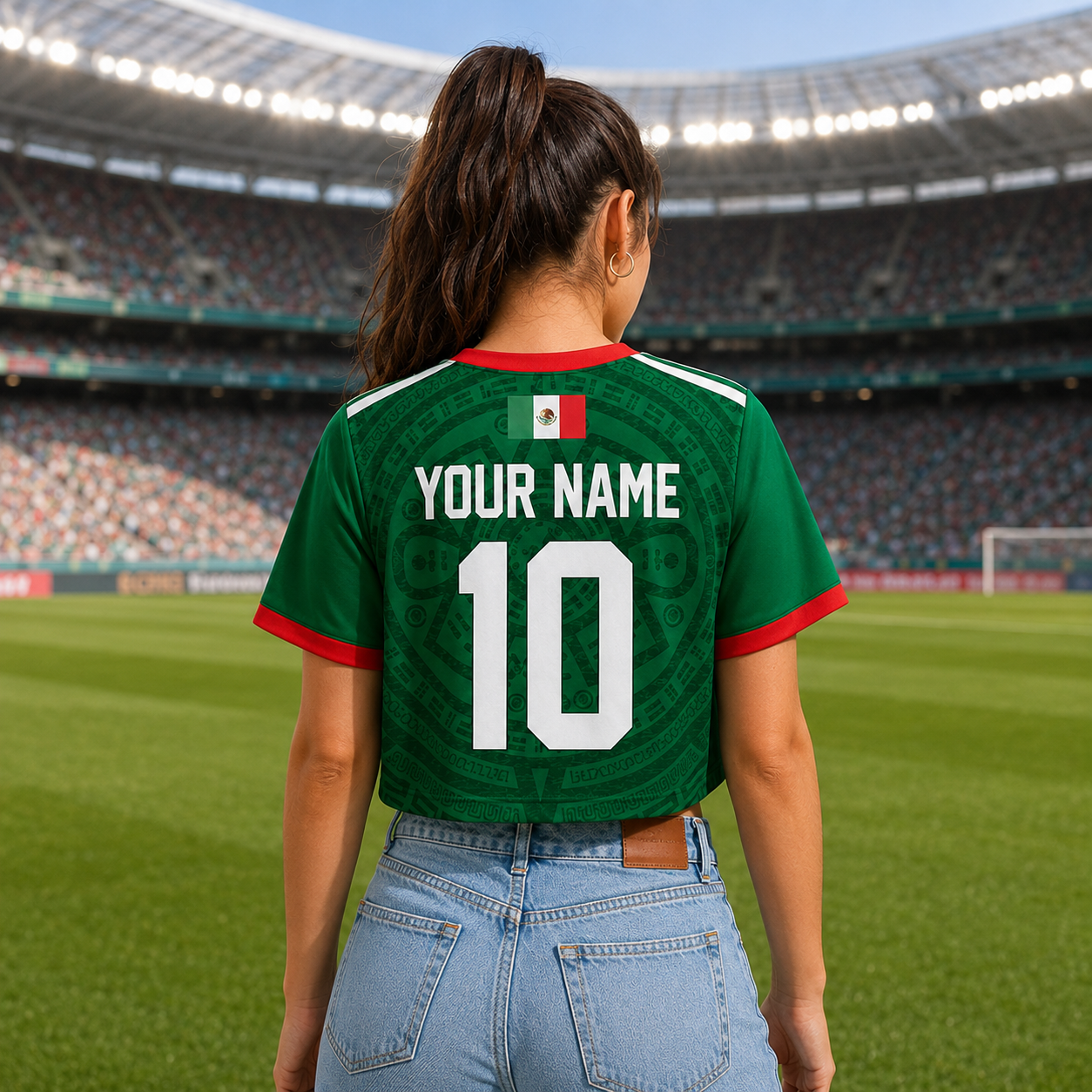 Personalized Mexico Soccer Jersey Crop Tee Gift for Fans
