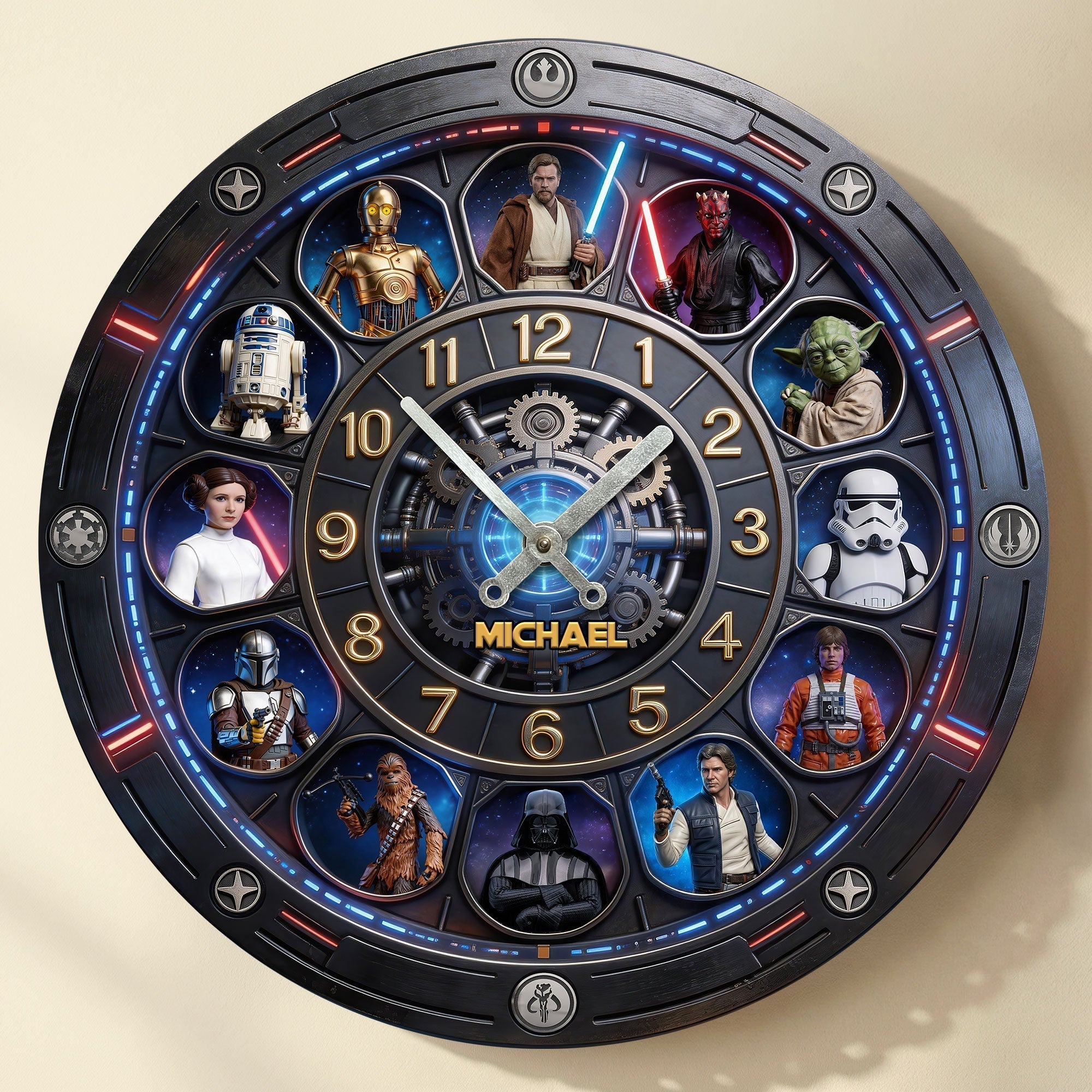 Personalized Star Wars Characters Wall Clock Family Gift Wall Hanging Clock GradoCreations