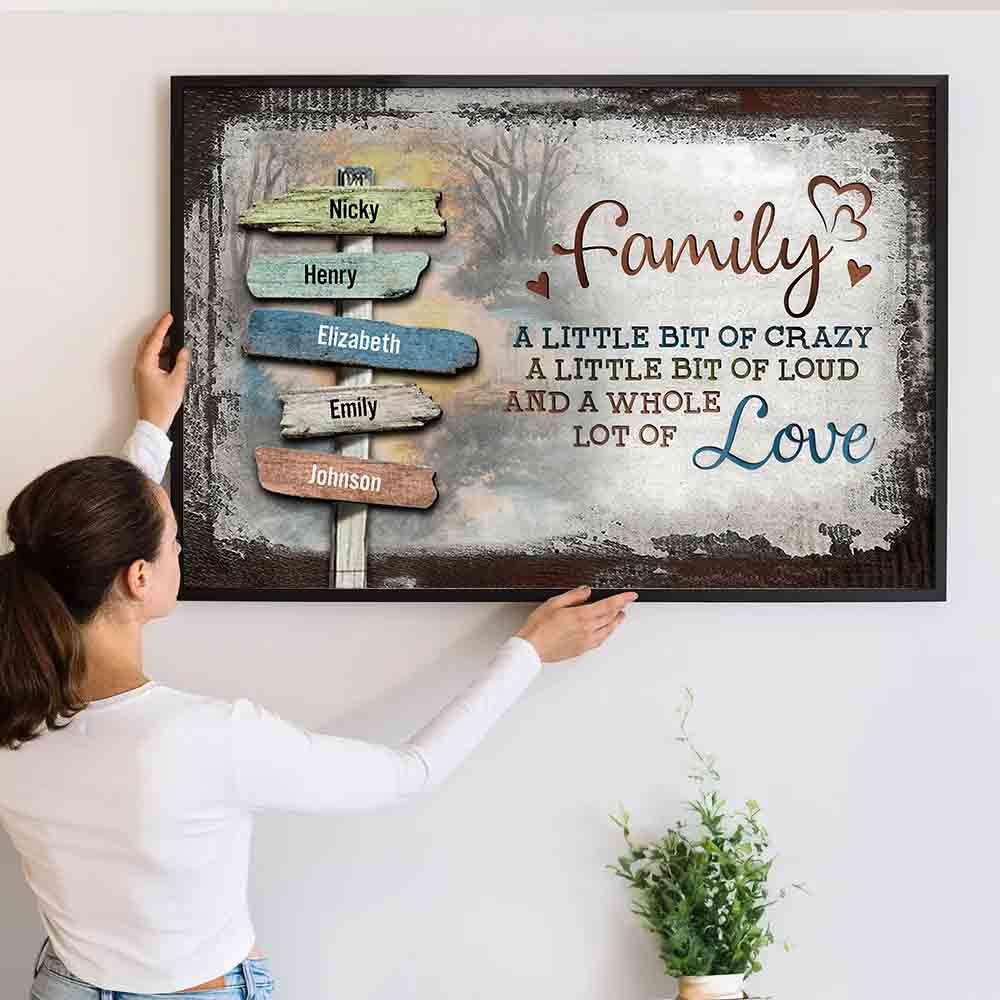 Personalized Family Name Rustic Canvas Sign Gift for Parents
