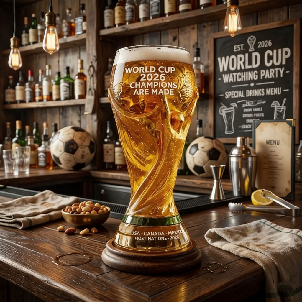 Personalized Trophy Beer Glass for Football Fans - 2026 World Cup Gift