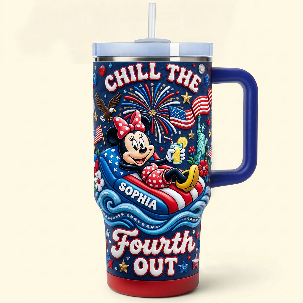 Personalized 40 oz Tumbler with Handle Chill The 4th of July Gift for Movie Fans