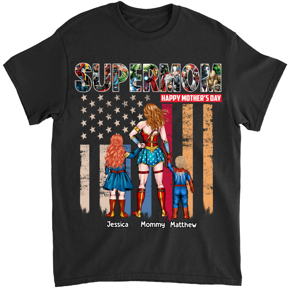 Personalized SuperMom Happy Mother's Day Shirt Gift for Mom